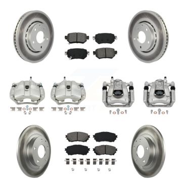 Front Rear Disc Brake Caliper Coated Rotors And Semi-Metallic Pad Kit (10Pc) For Mazda 6 KCG-101020S