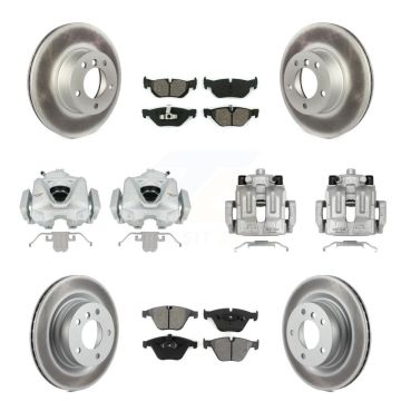 Front Rear Disc Brake Caliper Coated Rotor And Semi-Metallic Pad Kit (10Pc) For BMW 328i KCG-101021S