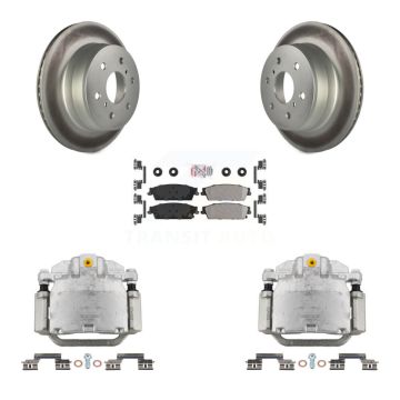 Rear Brake Caliper Coat Rotors Semi-Metallic Pad Kit For Chevrolet GMC Sierra 1500 Tahoe KCG-101022N