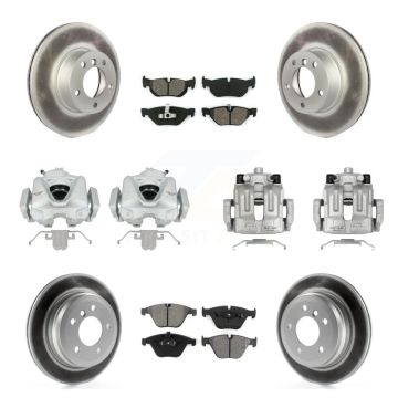 Front Rear Brake Caliper Coat Rotors Semi-Metallic Pad Kit (10Pc) For BMW 328i xDrive X1 KCG-101022S