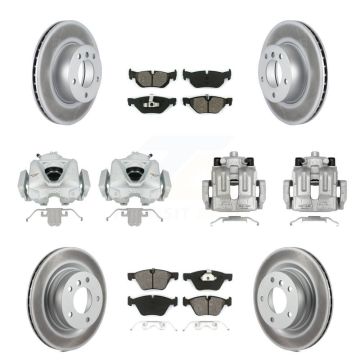 Front Rear Disc Brake Caliper Coated Rotor And Semi-Metallic Pad Kit (10Pc) For BMW 323i KCG-101023S