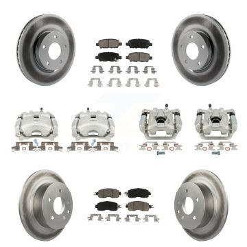 Front Rear Disc Brake Caliper Coated Rotors And Ceramic Pad Kit (10Pc) For Nissan Altima KCG-101024C