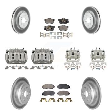 Front Rear Brake Caliper Coat Rotors & Ceramic Pad Kit (10Pc) For Honda Accord Crosstour KCG-101024T