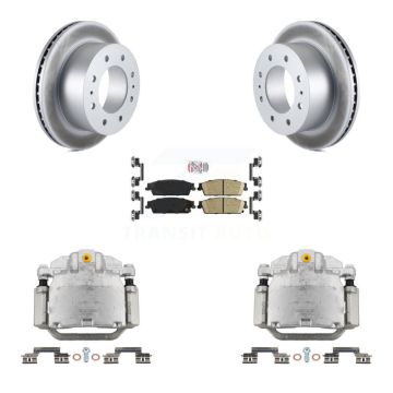 Rear Brake Caliper Coat Rotor & Ceramic Pad Kit For 2011 Chevrolet Silverado 1500 Hybrid KCG-101025N