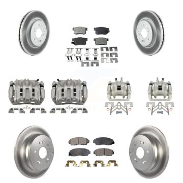 Front Rear Disc Brake Caliper Coat Rotors And Semi-Metallic Pad Kit (10Pc) For Acura RDX KCG-101025P