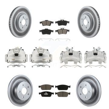 Front Rear Disc Brake Caliper Coated Rotors And Ceramic Pads Kit (10Pc) For Ford Escape KCG-101027C