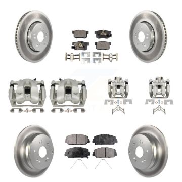 Front Rear Brake Caliper Coat Rotor Semi-Metallic Pad Kit (10Pc) For 2016-2018 Acura RDX KCG-101028P