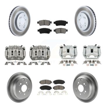 Front Rear Brake Caliper Coat Rotor Semi-Metallic Pad Kit (10Pc) For 05-10 Honda Odyssey KCG-101028S