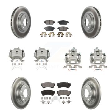 Front Rear Brake Caliper Coat Rotor & Ceramic Pad Kit (10Pc) For Ford Fusion Mazda 6 MKZ KCG-101028T