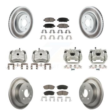Front Rear Disc Brake Caliper Coated Rotors And Ceramic Pad Kit (10Pc) For Nissan Altima KCG-101029C