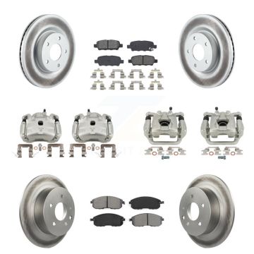 Front Rear Disc Brake Caliper Coat Rotors Semi-Metallic Pad Kit (10Pc) For Nissan Altima KCG-101029S