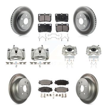 Front Rear Disc Brake Caliper Coated Rotors And Ceramic Pads Kit (10Pc) For Lexus IS250 KCG-101029T