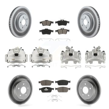 Front Rear Brake Caliper Coat Rotor & Ceramic Pad Kit (10Pc) For 2013-2018 Ford Focus ST KCG-101030C