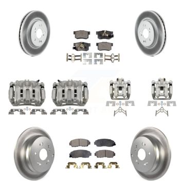 Front Rear Disc Brake Caliper Coat Rotor And Semi-Metallic Pad Kit (10Pc) For Honda CR-V KCG-101030P