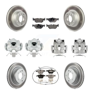 Front Rear Disc Brake Caliper Coated Rotor And Semi-Metallic Pad Kit (10Pc) For BMW 328i KCG-101031P