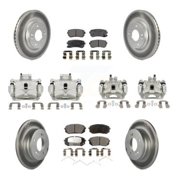Front Rear Disc Brake Caliper Coated Rotor And Ceramic Pad Kit (10Pc) For Hyundai Sonata KCG-101031T