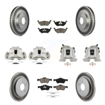 Front Rear Disc Brake Caliper Coat Rotors And Ceramic Pad Kit (10Pc) For Mercury Mariner KCG-101032C