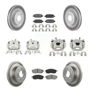 Front Rear Brake Caliper Coat Rotors Semi-Metallic Pad Kit (10Pc) For Nissan Sentra Juke KCG-101032S