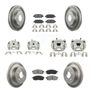Front Rear Disc Brake Caliper Coat Rotors Semi-Metallic Pad Kit (10Pc) For Nissan Sentra KCG-101033S