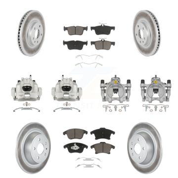 Front Rear Brake Caliper Coat Rotor & Ceramic Pad Kit (10Pc) For Ford Fusion Lincoln MKZ KCG-101034C