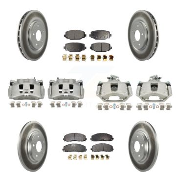 Front Rear Disc Brake Caliper Coat Rotors Ceramic Pad Kit (10Pc) For Dodge Grand Caravan KCG-101034T