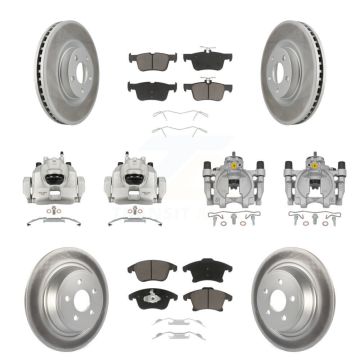 Front Rear Disc Brake Caliper Coated Rotors And Ceramic Pads Kit (10Pc) For KCG-101035C