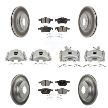 Front Rear Disc Brake Caliper Coated Rotors And Ceramic Pads Kit (10Pc) For Mazda 5 KCG-101035T