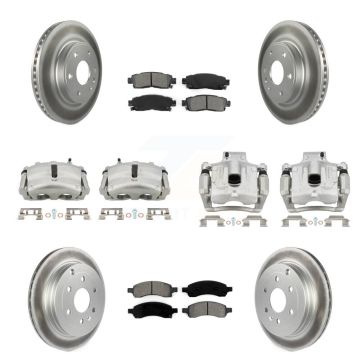 Front Rear Brake Caliper Coat Rotors & Semi-Metallic Pad Kit (10Pc) For GMC Acadia Buick KCG-101036S