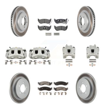 Front Rear Brake Caliper Coat Rotors Ceramic Pad Kit (10Pc) For Ford Explorer Sport Trac KCG-101037T