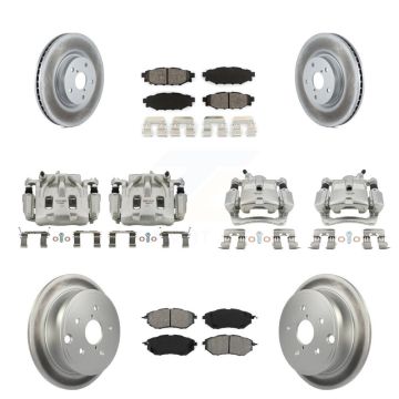 Front Rear Disc Brake Caliper Coat Rotor And Semi-Metallic Pad Kit (10Pc) For Subaru WRX KCG-101039S