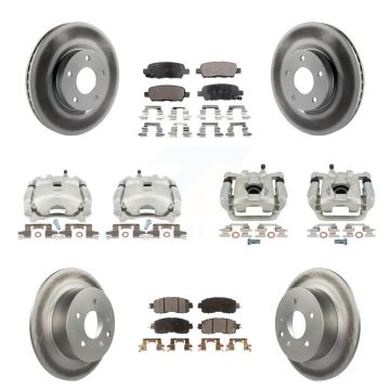 Front Rear Disc Brake Caliper Coated Rotors And Ceramic Pad Kit (10Pc) For Nissan Altima KCG-101040T