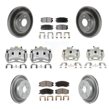 Front Rear Brake Caliper Coat Rotor Ceramic Pad Kit (10Pc) For Chevrolet Equinox Pontiac KCG-101041T