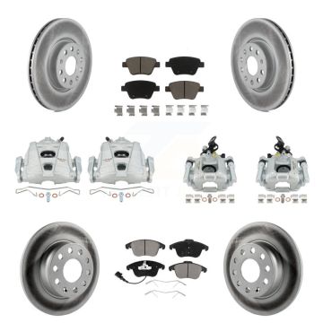 Front Rear Brake Caliper Coat Rotor & Ceramic Pad Kit (10Pc) For 12-14 Volkswagen Passat KCG-101042C
