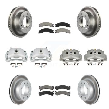 Front Rear Disc Brake Caliper Coated Rotors And Semi-Metallic Pads Kit (10Pc) For KCG-101042S