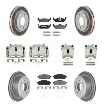 Front Rear Brake Caliper Coat Rotor & Ceramic Pad Kit (10Pc) For Ford F-150 Lincoln Mark KCG-101043C
