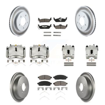 Front Rear Disc Brake Caliper Coat Rotors Ceramic Pad Kit (10Pc) For 2004 Ford F-150 4WD KCG-101044C