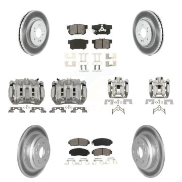 Front Rear Brake Caliper Coat Rotor Semi-Metallic Pad Kit (10Pc) For Honda Crosstour FWD KCG-101044S
