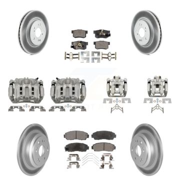 Front Rear Brake Caliper Coat Rotor And Semi-Metallic Pad Kit (10Pc) For Honda Crosstour KCG-101045P