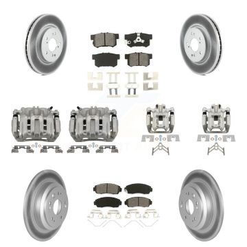 Front Rear Brake Caliper Coat Rotor And Semi-Metallic Pad Kit (10Pc) For Honda Crosstour KCG-101045S