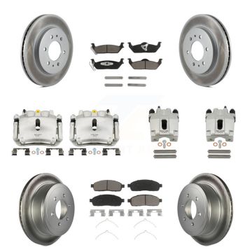 Front Rear Disc Brake Caliper Coated Rotors And Ceramic Pads Kit (10Pc) For Ford F-150 KCG-101046C