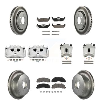 Front Rear Disc Brake Caliper Coated Rotors And Ceramic Pads Kit (10Pc) For Ford F-150 KCG-101047C
