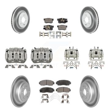 Front Rear Disc Brake Caliper Coated Rotors And Semi-Metallic Pads Kit (10Pc) For KCG-101047P