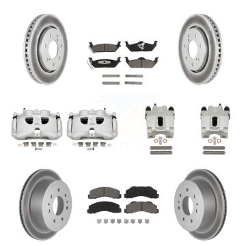 Front Rear Disc Brake Caliper Coated Rotors And Ceramic Pads Kit (10Pc) For Ford F-150 KCG-101048C