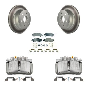 Rear Disc Brake Caliper Coat Rotor And Semi-Metallic Pad Kit For GMC Sierra 1500 Classic KCG-101048N