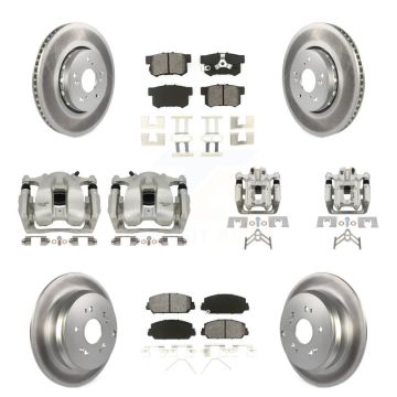 Front Rear Brake Caliper Coat Rotor Semi-Metallic Pad Kit (10Pc) For 2016-2018 Acura RDX KCG-101048S