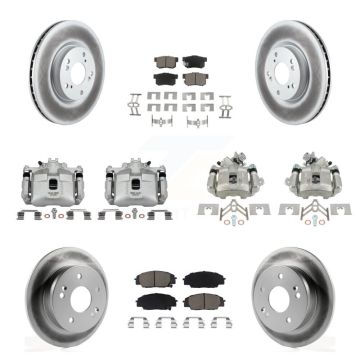 Front Rear Brake Caliper Coat Rotors & Ceramic Pad Kit (10Pc) For 02-06 Acura RSX Type-S KCG-101049C