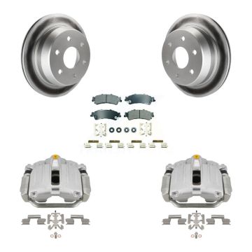 Rear Brake Caliper Coat Rotors Semi-Metallic Pad Kit For Chevrolet GMC Silverado 1500 XL KCG-101051N