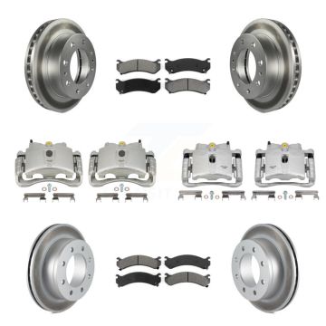 Front Rear Brake Caliper Coat Rotors Semi-Metallic Pad Kit (10Pc) For GMC Chevrolet 2500 KCG-101051S