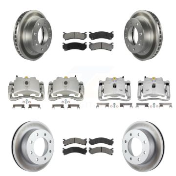Front Rear Brake Caliper Coat Rotors Semi-Metallic Pad Kit (10Pc) For GMC Chevrolet 2500 KCG-101052S