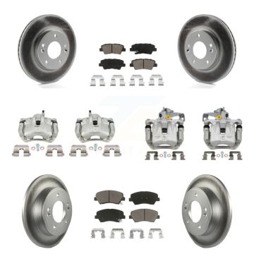 Front Rear Brake Caliper Coat Rotors & Ceramic Pad Kit (10Pc) For Hyundai Elantra GT Kia KCG-101054C